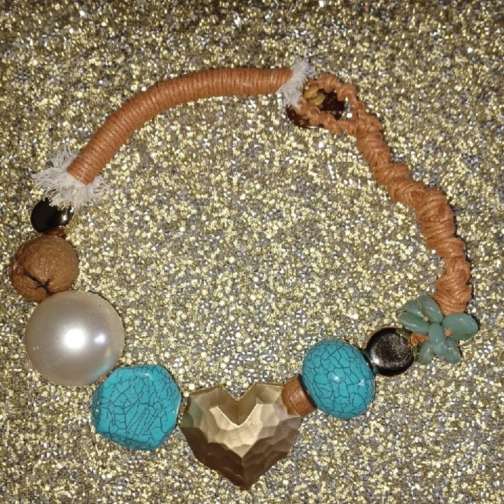 Gold and Turquoise Beaded Bracelet